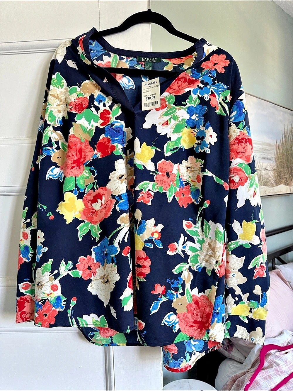 Lauren Ralph Lauren Floral Blouse in Blue & Multicolor XL NWT